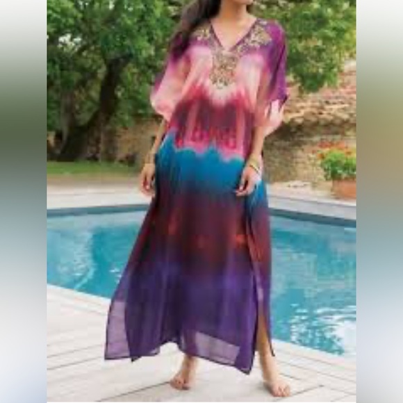 Soft Surroundings Beaded Bohemian Kimono/Caftan Size Large/XL‎ - Picture 2 of 9